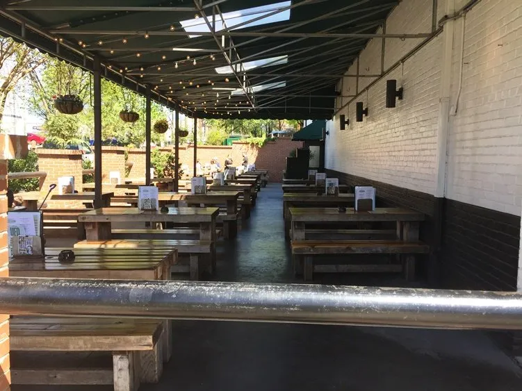 Covered patio at Flying Saucer in Raleigh - nctriangledining.com