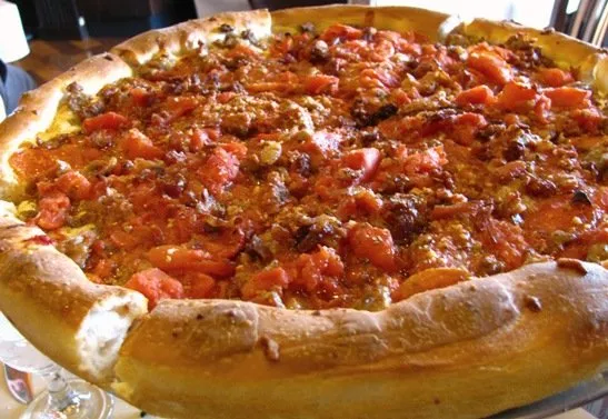 Deep dish pizza at Rosati's, Raleigh- NC Triangle Dining
