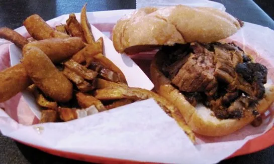 Brisket sandwich and fries from Smokey's BBQ Shack, Morrisville- NC Triangle Dining