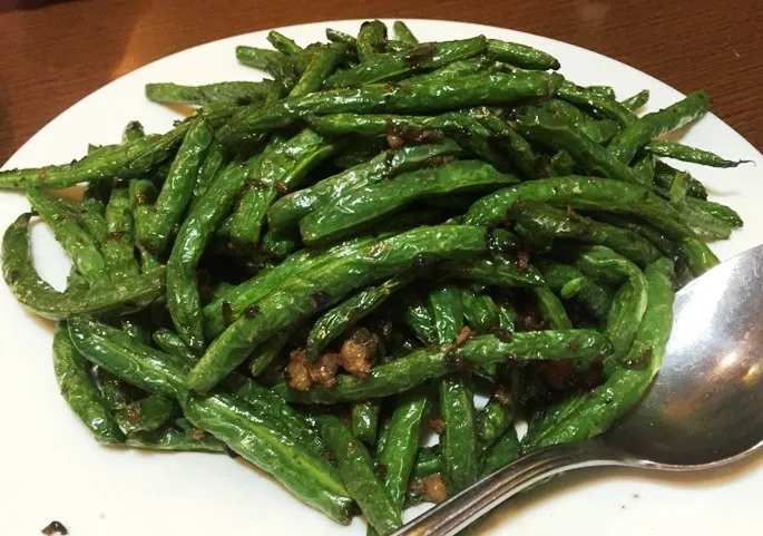 Dry-fried string beans at Super Wok in Cary, NC Triangle Dining
