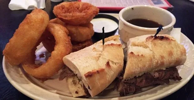 French dip sandwich at Village Draft House in Raleigh- NC Triangle Dining