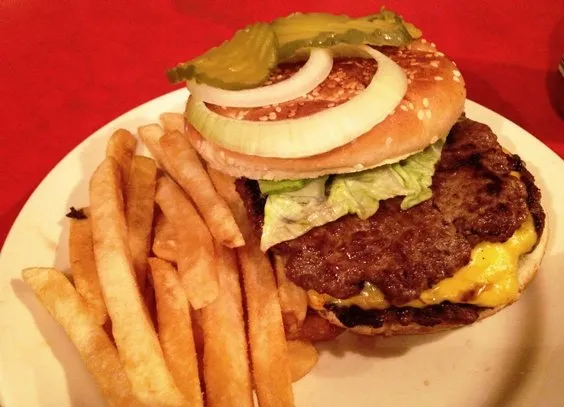 Cheeseburger with fries at Mecca, Raleigh- NC Triangle Dining