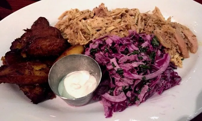 Pulled chicken plate at Luna Rotisserie and Empanadas in Durham- NC Triangle Dining