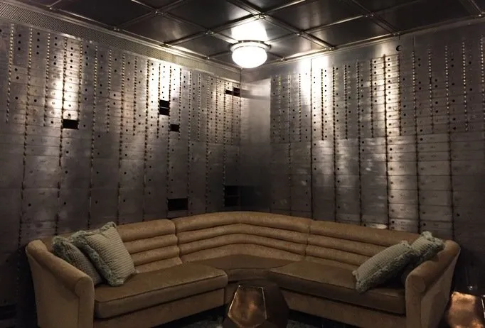 Inside of the Vault lounge at 21C Museum Hotel in Durham- NC Triangle Dining