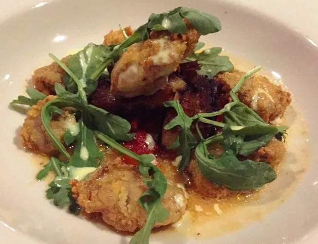 Fried oyster app at NanaSteak in Durham- NC Triangle Dining