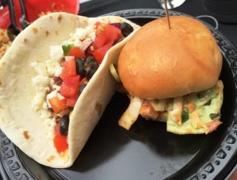 Barbacoa taco and pulled pork slider at Spirited Pig Summer Shindig, June 2016