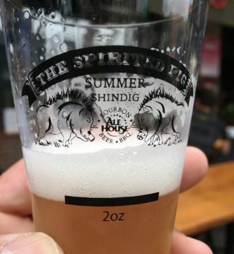 Sample glass at Spirited Pig Summer Shindig, June 2016