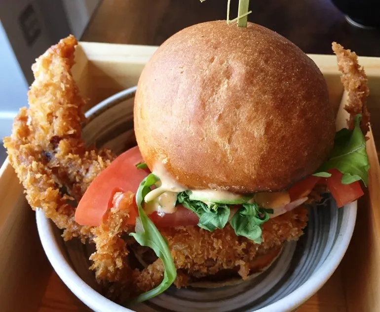 Soft-shell crab slider at City Market Sushi, Raleigh - NC Triangle Dining