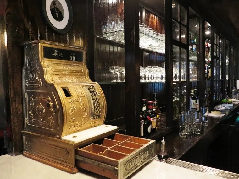 Antique cash register at Watts & Ward in Raleigh - NC Triangle Dining