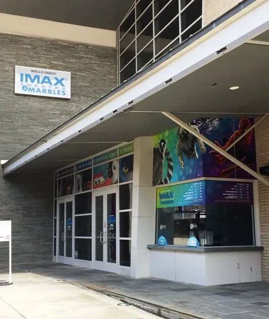 Front of IMAX Theatre at Marbles in Raleigh- NC Triangle Dining