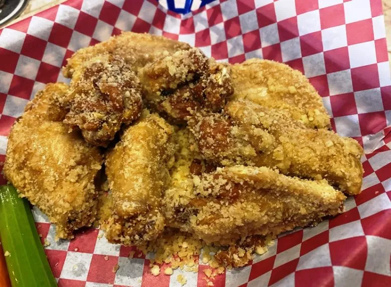 Garlic parmesan wings at Bottledog Bites & Brews in Cary - NC Triangle Dining