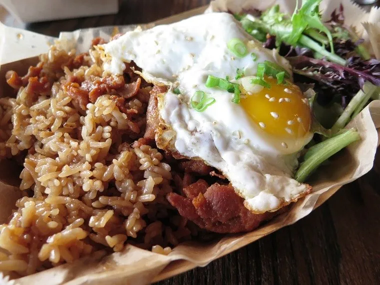 Spicy pork with fried rice at Namu in Durham - nctriangledining.com