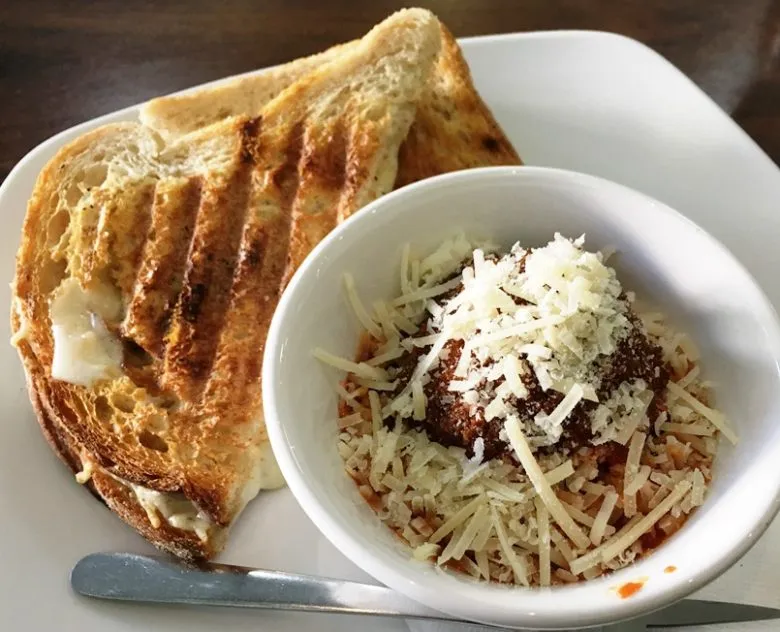 Cheese sandwich with arancini at Toast in Durham - nctriangledining.com