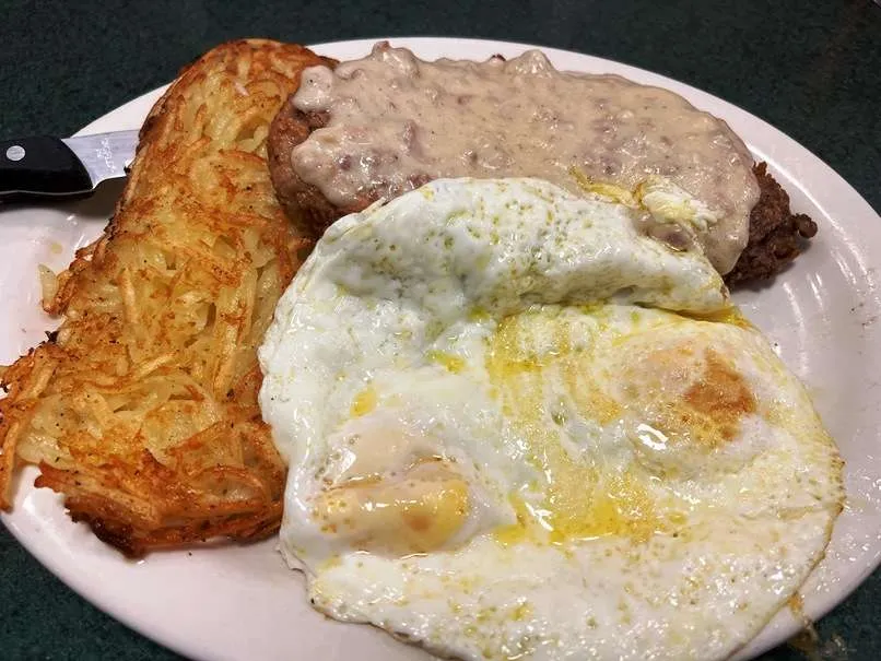 Southern fried steak with eggs at Metro Diner in Raleigh - nctriangledining.com