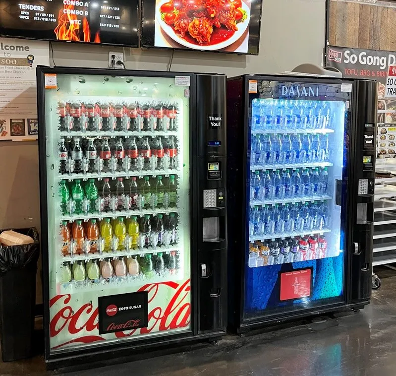 Drink vending machines at H Mart food court dining room in Cary - NC Triangle Dining