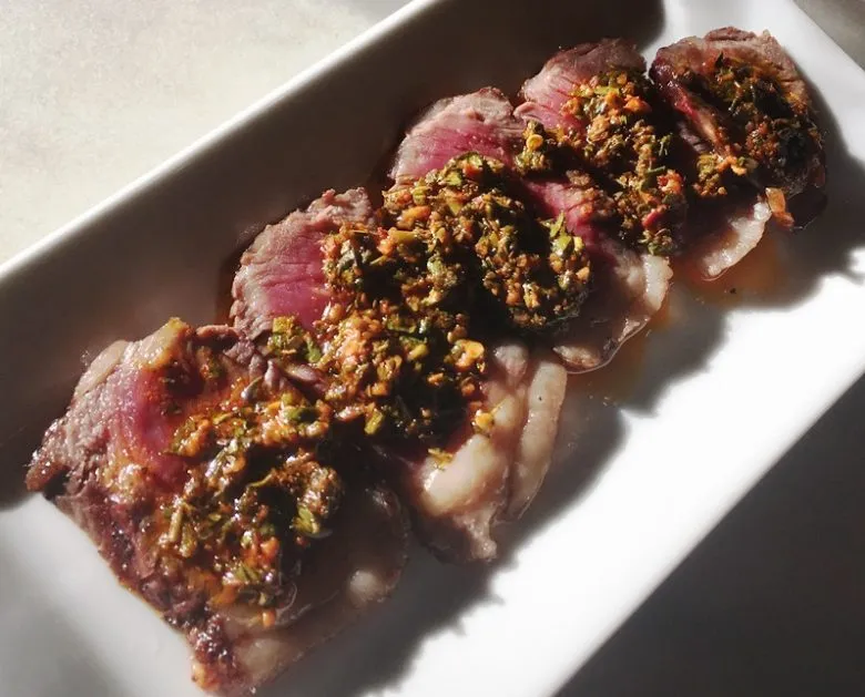 NY Strip with red chimichurri at Barcelona Wine Bar, Raleigh - nctriangledining.com