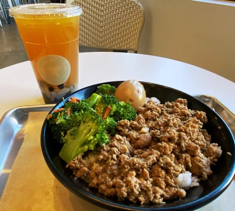 Stewed pork rice plate at Cha House in Raleigh - nctriangledining.com