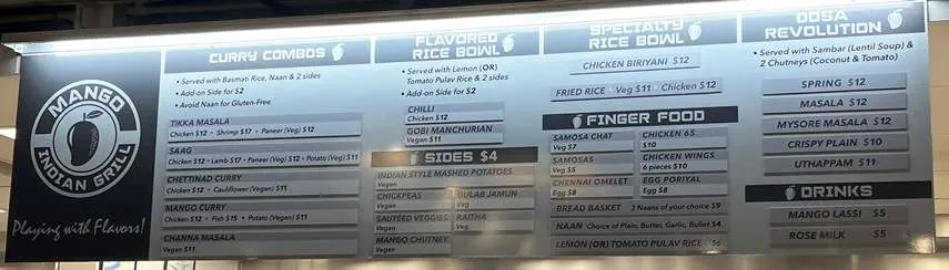 Mango Indian Grill menu and prices, April 2023 - nctriangledining.com