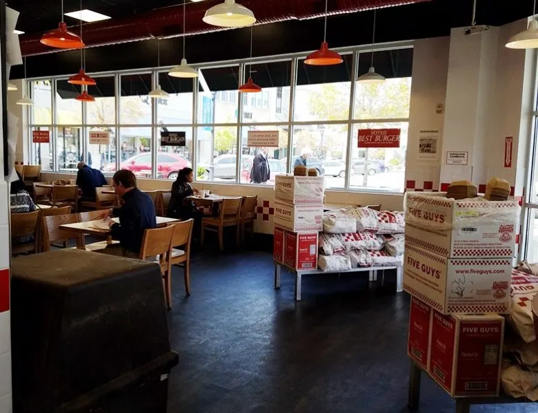 Entry to Five Guys at North Hills in Raleigh - nctriangledining.com