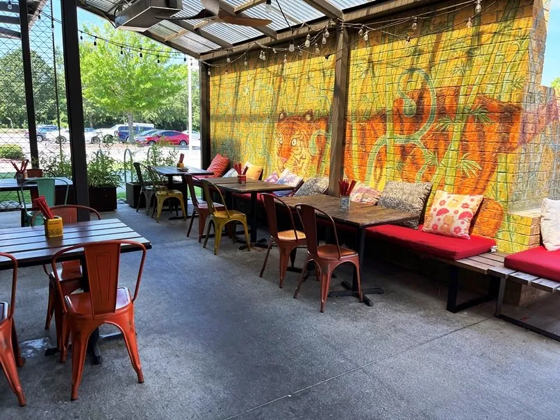 Covered patio at Hawkers Asian Street Fare in Chapel Hill - nctriangledining.com