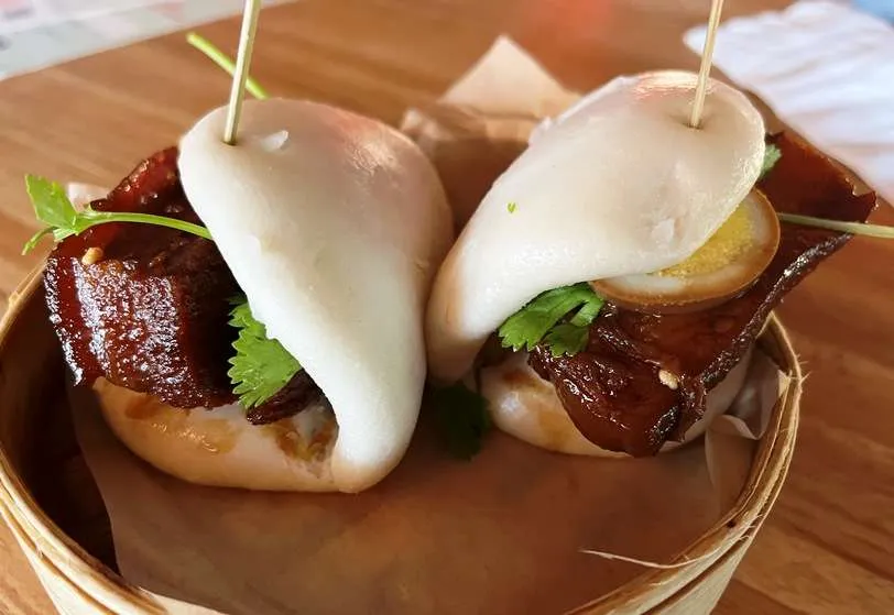 Pork belly bao at Hawkers Asian Street Fare in Chapel Hill - nctriangledining.com
