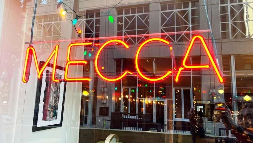 Neon sign for the Mecca, Raleigh- NC Triangle Dining