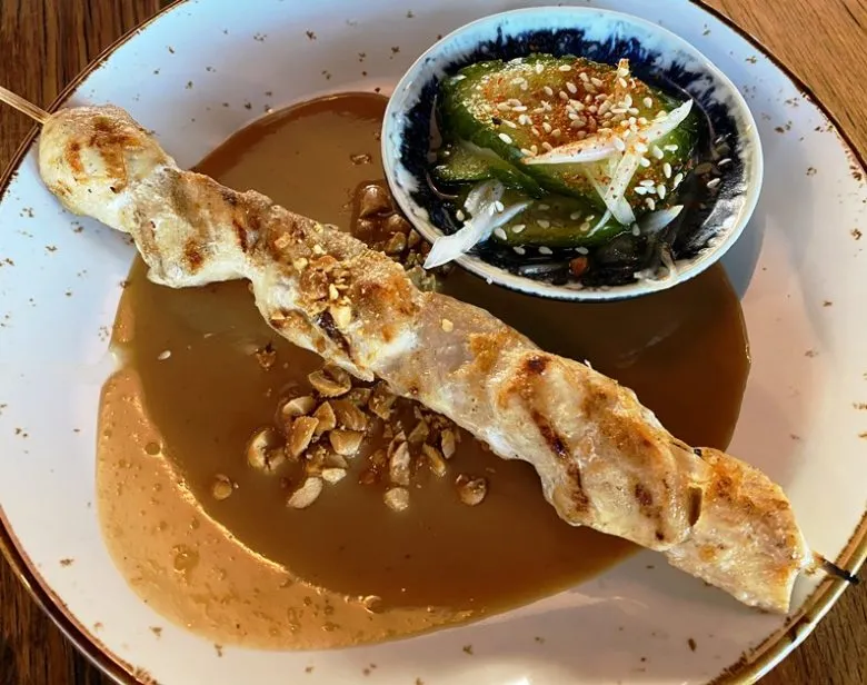 Chicken satay and cucumber salad at LuLu Bang Bang in RTP - nctriangledining.com