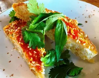Thai Shrimp Toast Pineapple Express Mocktail Naan at LuLu Bang Bang in RTP