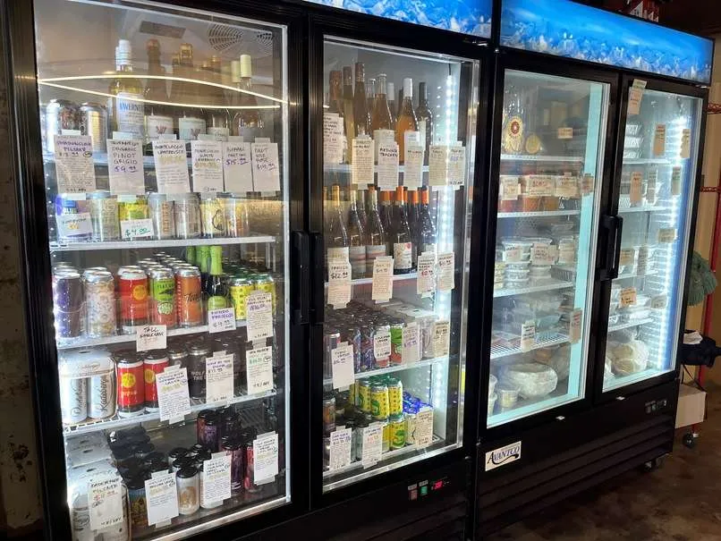 Drink and groceries case at Ideal's Sandwich and Groceries, Durham - nctriangledining.com