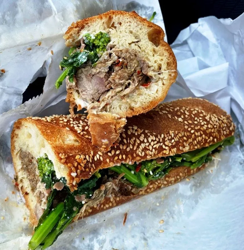 Roast pork hoagie at Ideal's Sandwiches and Groceries, Durham - nctriangledining.com