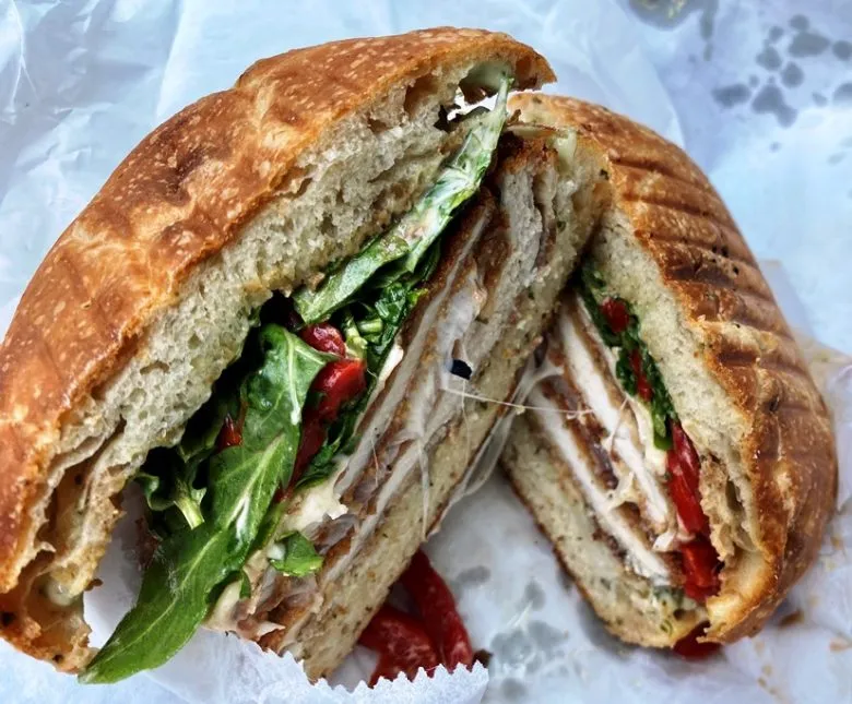 Chicken cutlet sandwich on focaccia at Ideal's Sandwiches and Groceries, Durham - nctriangledining.com