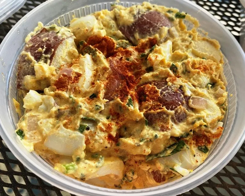 Deviled egg potato salad at Lawrence Barbecue at Boxyard RTP - nctriangledining.com
