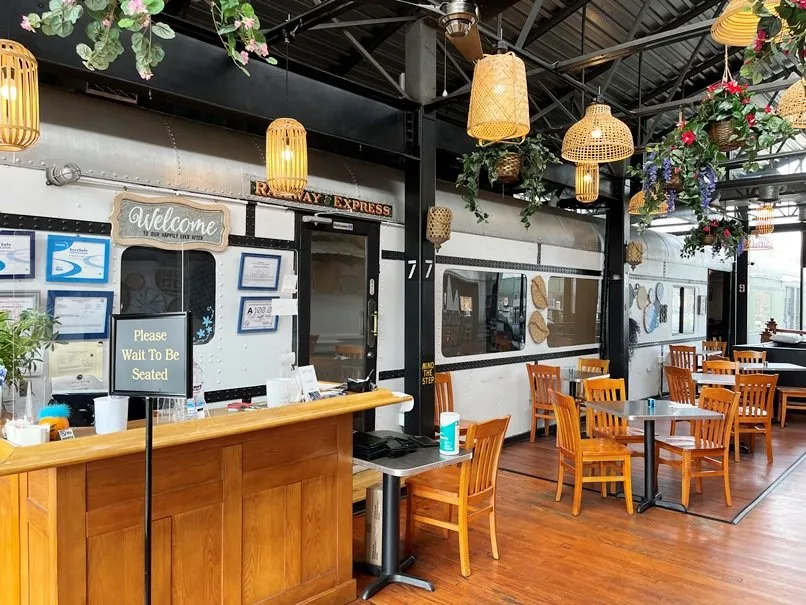 Left rail car-dining room at Thai Station in Carrboro, NC - nctriangledining.com
