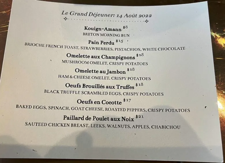 Sample brunch ment at Bluebird in Chapel Hill - nctriangledining.com