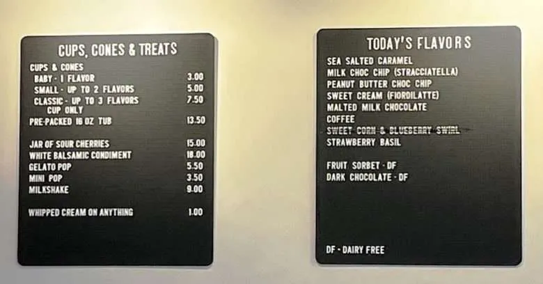 Menu at Geluna Gelato in Cary - nctriangledining.com