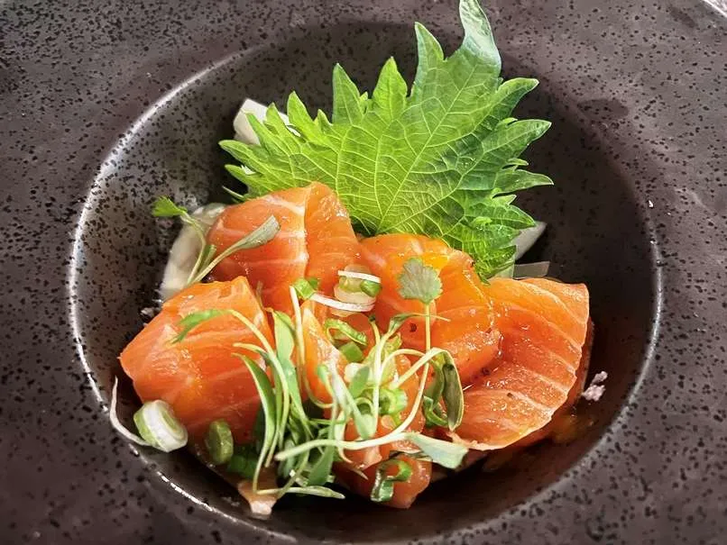 Salmon tiradito at Iza Whiskey & Eats in Carrboro - nctriangledining.com