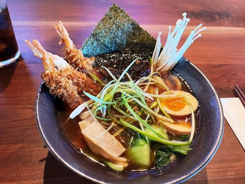Udon with tempura at Miso Ramen Bar in Raleigh - nctriangledining.com