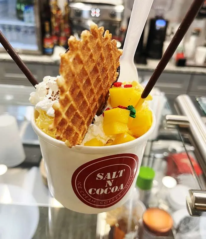 Mango Thai rolled ice cream at Salt n Cocoa in Durham - nctriangledining.com