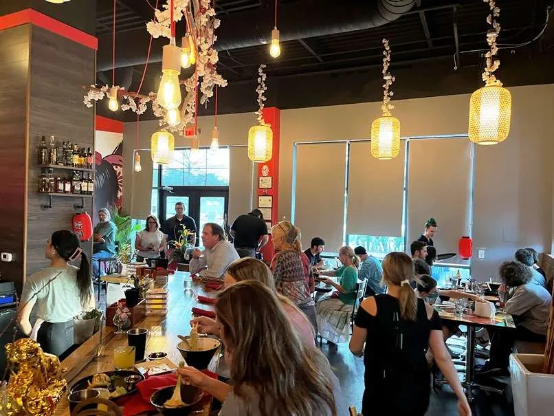 Dining room at Iza Whiskey & Eats in Carrboro - nctriangledining.com