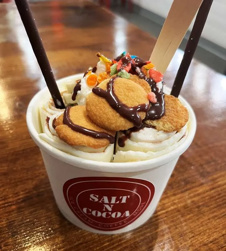 Banana nutella rolled ice cream at Salt n Cocoa in Durham - nctriangledining.com
