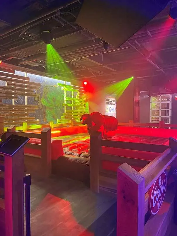 Mechanical bull at PBR Cowboy Bar at Fenton in Cary - nctriangledining.com