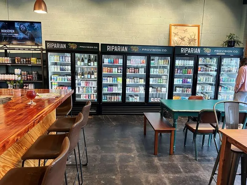 Beer cases at Riparian Provision Co. in Raleigh - nctriangledining.com
