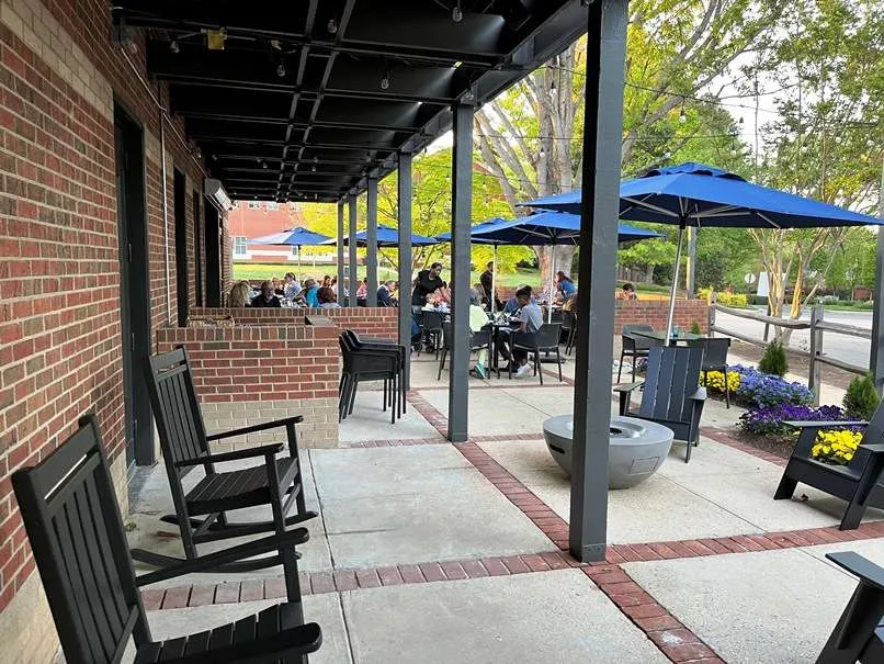 Busy patio at the Mill, Raleigh - nctriangledining.com