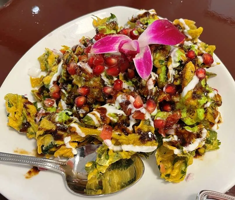 Crispy kale and palak chaat at Saffron Indian Cuisine, Cary - nctriangledining.com