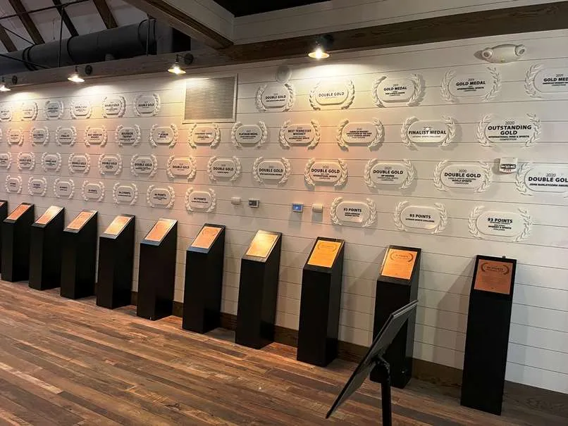 Awards room at Nearest Green Distillery in Shelbyville, TN - nctriangledining.com
