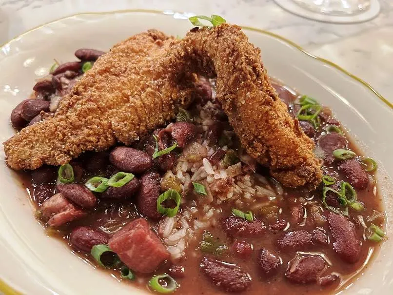 Catfish over red beans and rice at Seraphine, Durham - nctriangledining.com