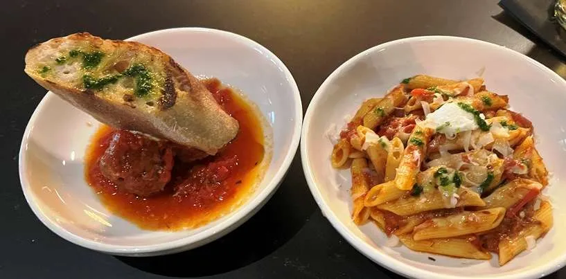 Meatballs and penne with short rib at Humble Baron in Shelbyville, TN - nctriangledining.com