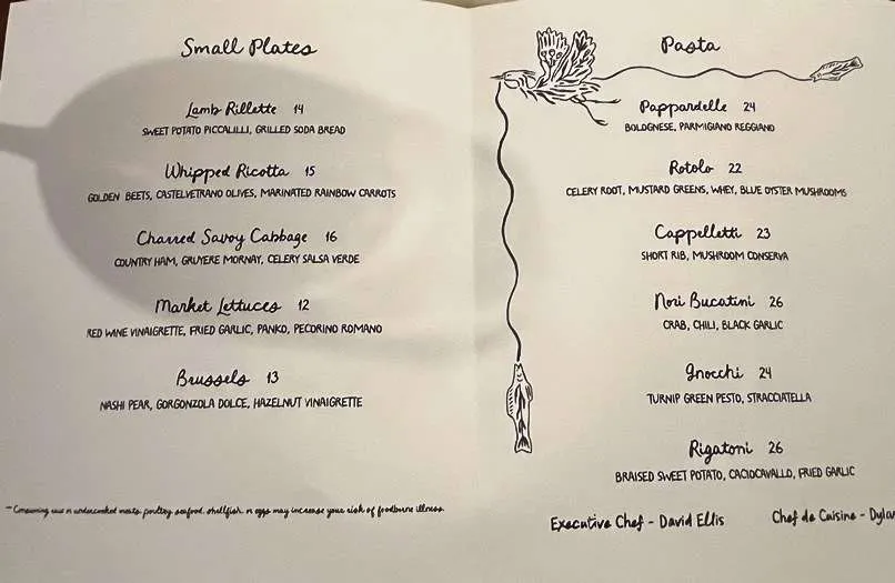 Opening week menu at Figulina in Raleigh - nctriangledining.com