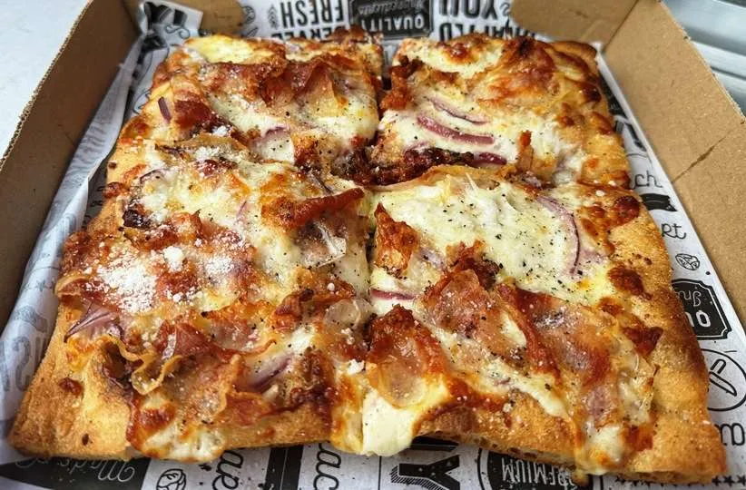 Gricia pizza from Frasketta Pizza Romana food truck in Apex - nctriangledining.com