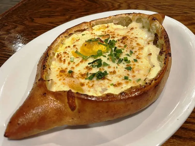 Khachapuri entree at Karavan in Raleigh - nctriangledining.com
